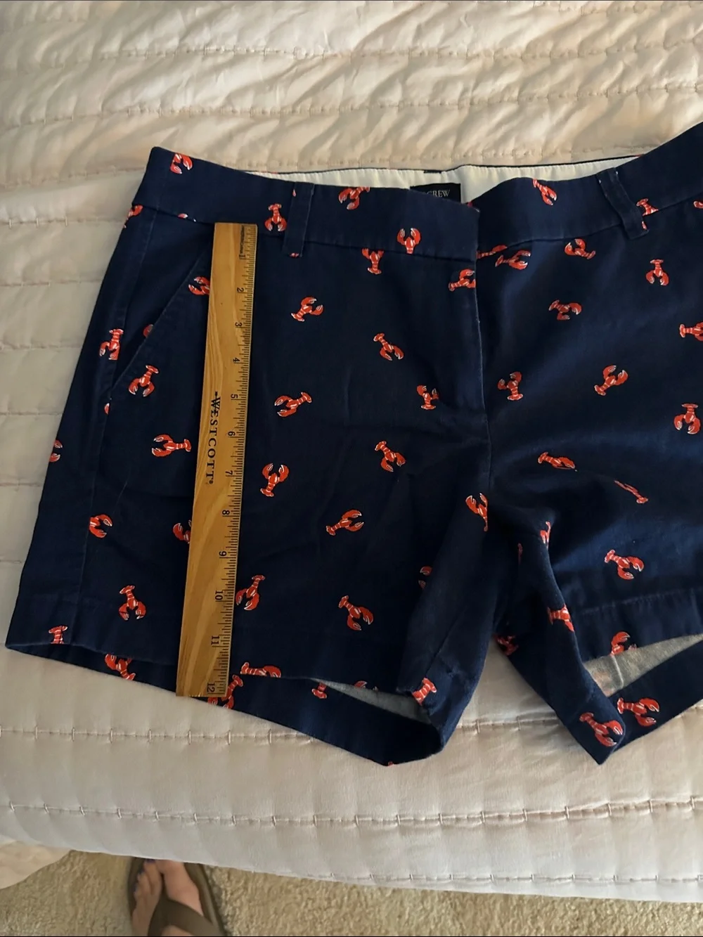 J. Crew Navy High-Waist Shorts with Red Lobsters